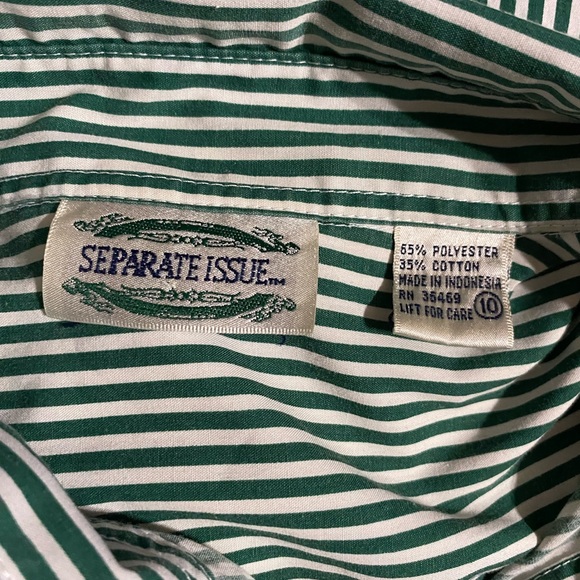 Separate Issue Women’s Striped Pleated Long Sleeve Button Up Shirt Size 10 - Picture 16 of 16